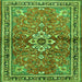 Round Machine Washable Persian Green Traditional Area Rugs, wshtr2838grn