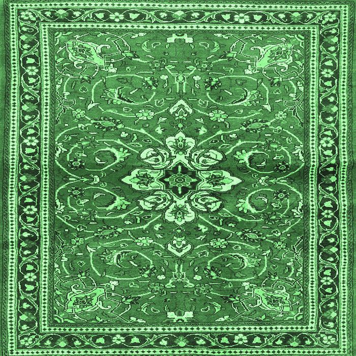 Square Machine Washable Persian Emerald Green Traditional Area Rugs, wshtr2838emgrn