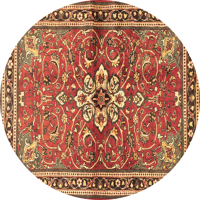 Round Persian Brown Traditional Rug, tr2838brn