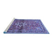 Sideview of Machine Washable Persian Blue Traditional Rug, wshtr2838blu