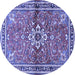 Round Machine Washable Persian Blue Traditional Rug, wshtr2838blu