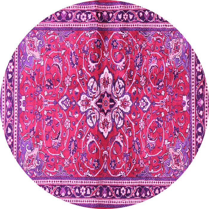 Round Machine Washable Persian Pink Traditional Rug, wshtr2838pnk
