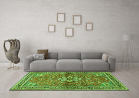 Machine Washable Persian Green Traditional Rug, wshtr2838grn