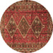 Round Persian Brown Traditional Rug, tr2839brn