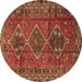 Round Machine Washable Persian Brown Traditional Rug, wshtr2839brn