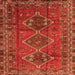 Round Machine Washable Persian Orange Traditional Area Rugs, wshtr2839org