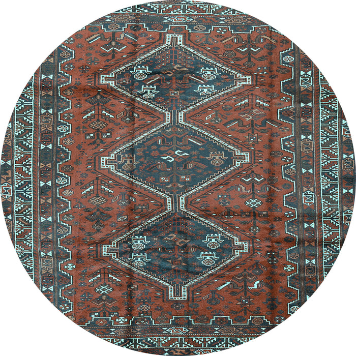 Round Machine Washable Persian Light Blue Traditional Rug, wshtr2839lblu