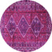 Round Machine Washable Persian Purple Traditional Area Rugs, wshtr2839pur