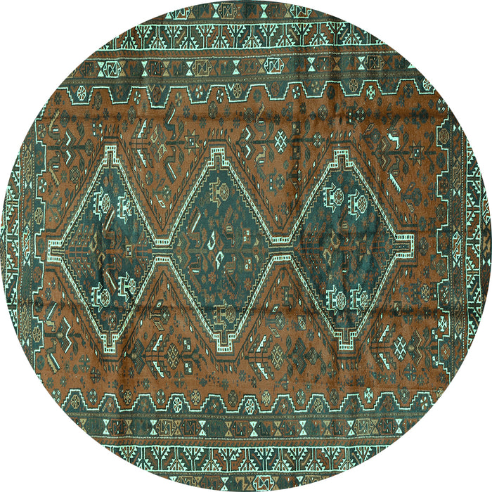 Round Persian Turquoise Traditional Rug, tr2839turq