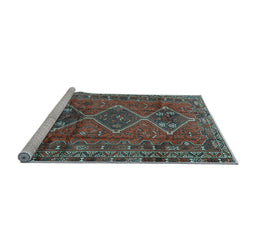 Sideview of Machine Washable Persian Light Blue Traditional Rug, wshtr2839lblu