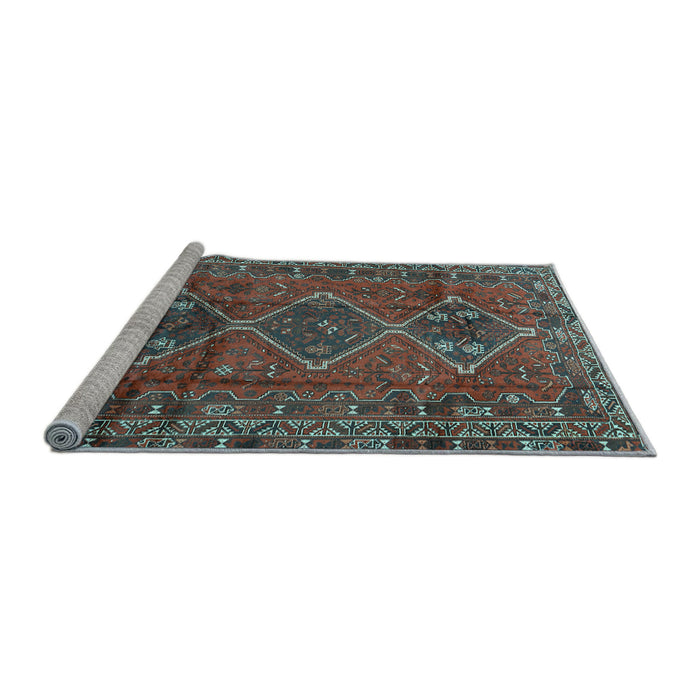 Sideview of Machine Washable Persian Light Blue Traditional Rug, wshtr2839lblu
