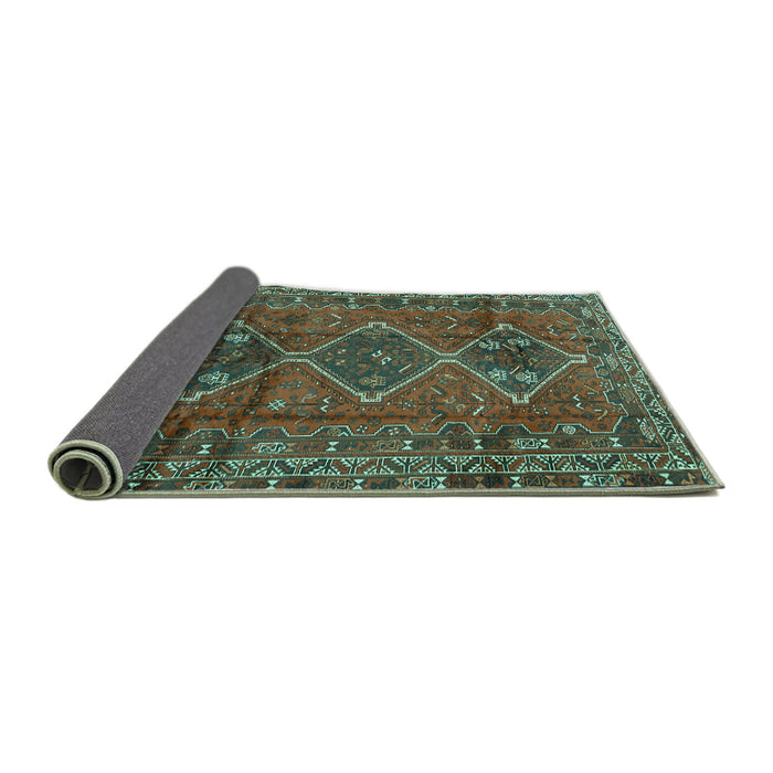 Sideview of Persian Turquoise Traditional Rug, tr2839turq