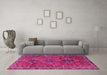 Machine Washable Persian Pink Traditional Rug in a Living Room, wshtr2839pnk