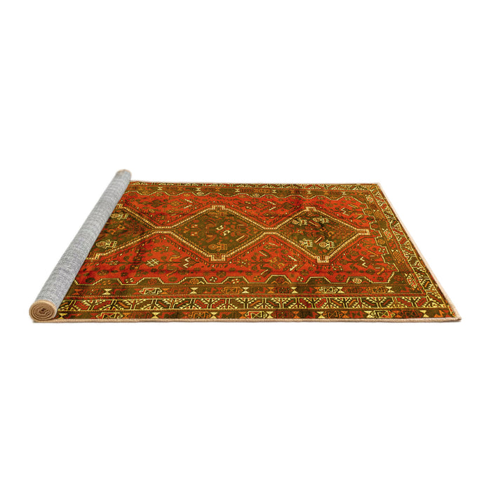 Sideview of Machine Washable Persian Yellow Traditional Rug, wshtr2839yw