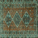 Square Machine Washable Persian Turquoise Traditional Area Rugs, wshtr2839turq