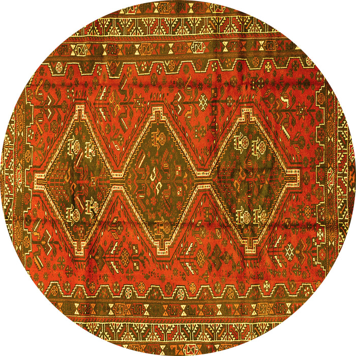 Round Persian Yellow Traditional Rug, tr2839yw