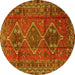 Round Persian Yellow Traditional Rug, tr2839yw
