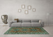 Machine Washable Persian Turquoise Traditional Area Rugs in a Living Room,, wshtr2839turq