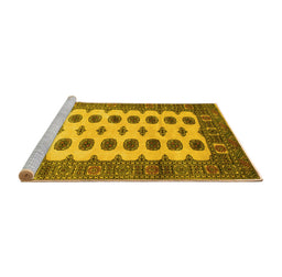 Sideview of Machine Washable Southwestern Yellow Country Rug, wshtr283yw