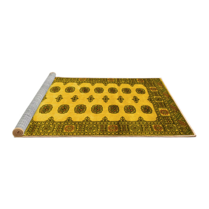 Sideview of Machine Washable Southwestern Yellow Country Rug, wshtr283yw