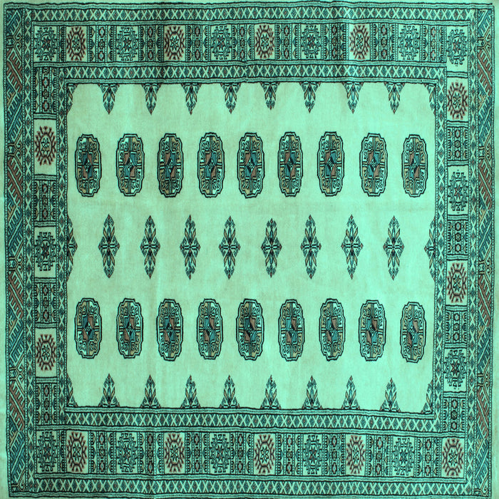 Square Machine Washable Southwestern Turquoise Country Area Rugs, wshtr283turq
