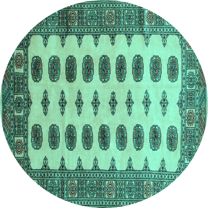 Round Southwestern Turquoise Country Rug, tr283turq