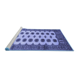 Sideview of Machine Washable Southwestern Blue Country Rug, wshtr283blu