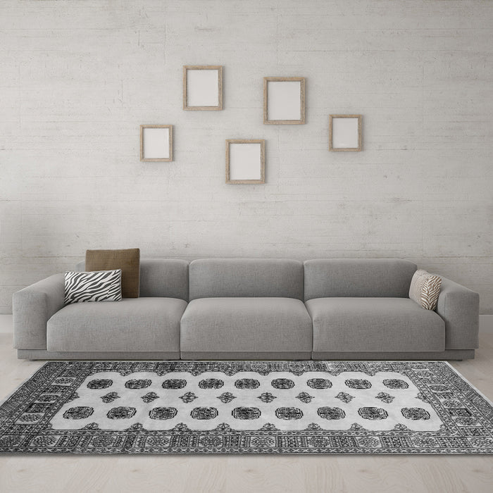 Machine Washable Southwestern Gray Country Rug in a Living Room,, wshtr283gry