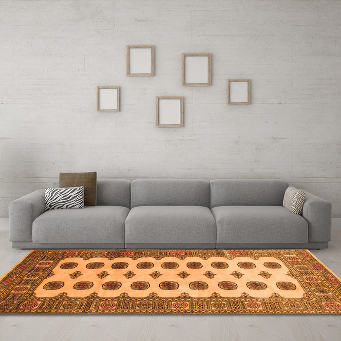 Machine Washable Southwestern Orange Country Area Rugs in a Living Room, wshtr283org