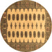 Round Southwestern Brown Country Rug, tr283brn