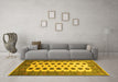 Machine Washable Southwestern Yellow Country Rug in a Living Room, wshtr283yw
