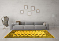 Machine Washable Southwestern Yellow Country Rug, wshtr283yw