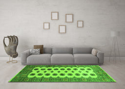 Machine Washable Southwestern Green Country Area Rugs in a Living Room,, wshtr283grn