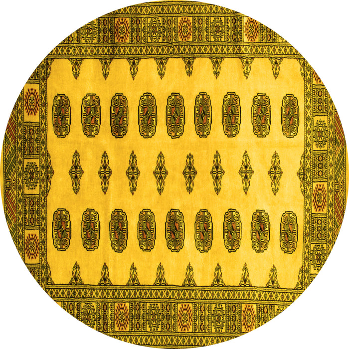 Round Southwestern Yellow Country Rug, tr283yw