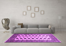 Machine Washable Southwestern Purple Country Area Rugs in a Living Room, wshtr283pur