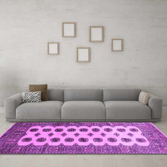 Machine Washable Southwestern Purple Country Area Rugs in a Living Room, wshtr283pur