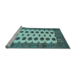 Sideview of Machine Washable Southwestern Light Blue Country Rug, wshtr283lblu