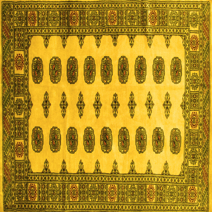 Square Machine Washable Southwestern Yellow Country Rug, wshtr283yw