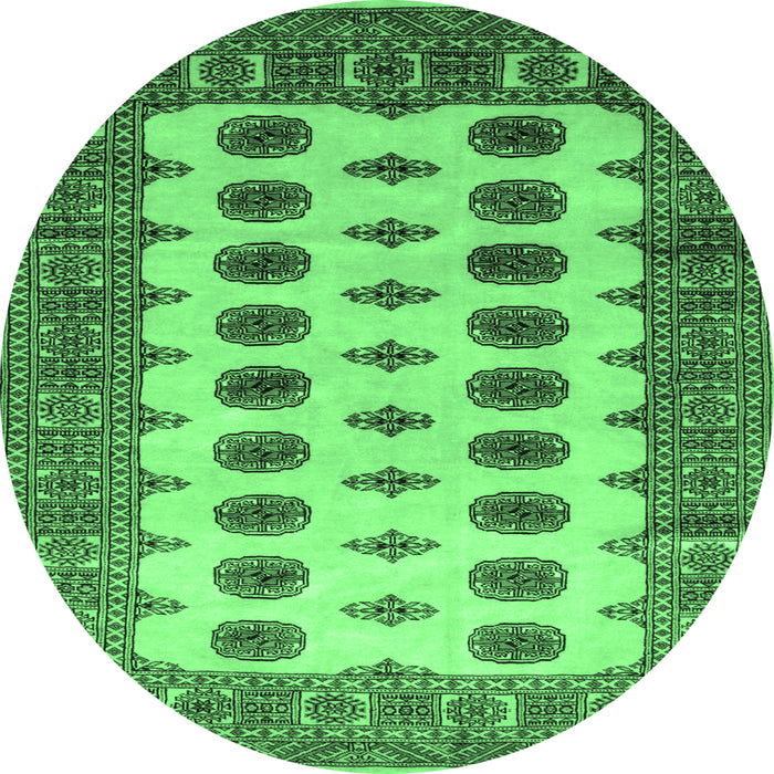 Round Machine Washable Southwestern Emerald Green Country Area Rugs, wshtr283emgrn