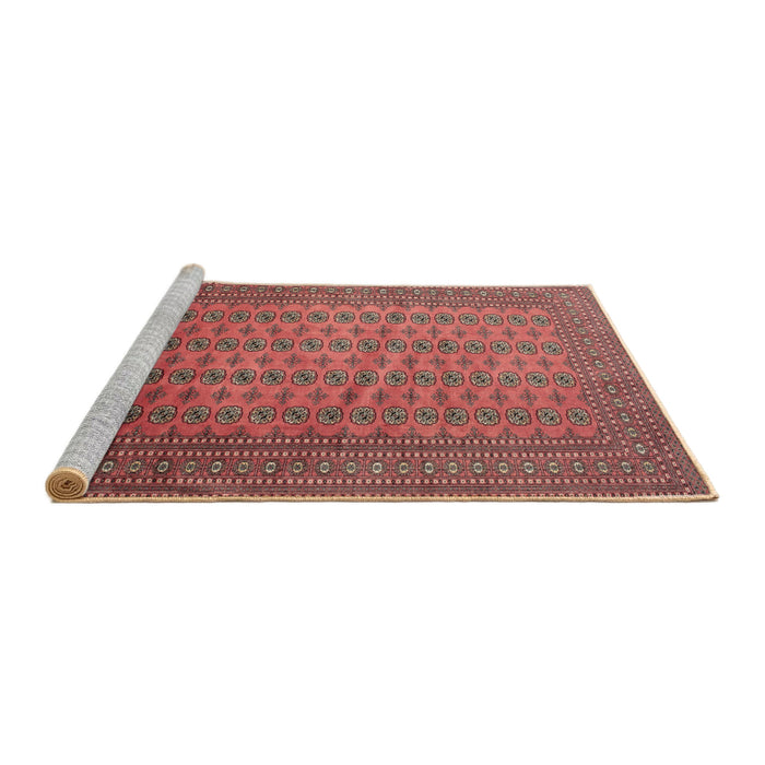Sideview of Machine Washable Traditional Copper Red Pink Rug, wshtr284