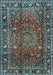 Machine Washable Persian Light Blue Traditional Rug, wshtr2840lblu