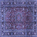 Square Machine Washable Persian Blue Traditional Rug, wshtr2840blu