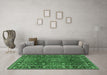 Machine Washable Persian Emerald Green Traditional Area Rugs in a Living Room,, wshtr2840emgrn