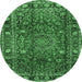 Round Persian Emerald Green Traditional Rug, tr2840emgrn