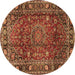 Round Machine Washable Persian Brown Traditional Rug, wshtr2840brn