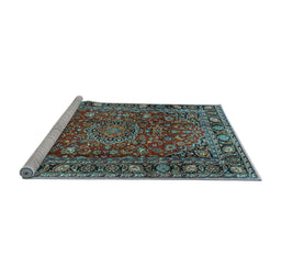 Sideview of Machine Washable Persian Light Blue Traditional Rug, wshtr2840lblu