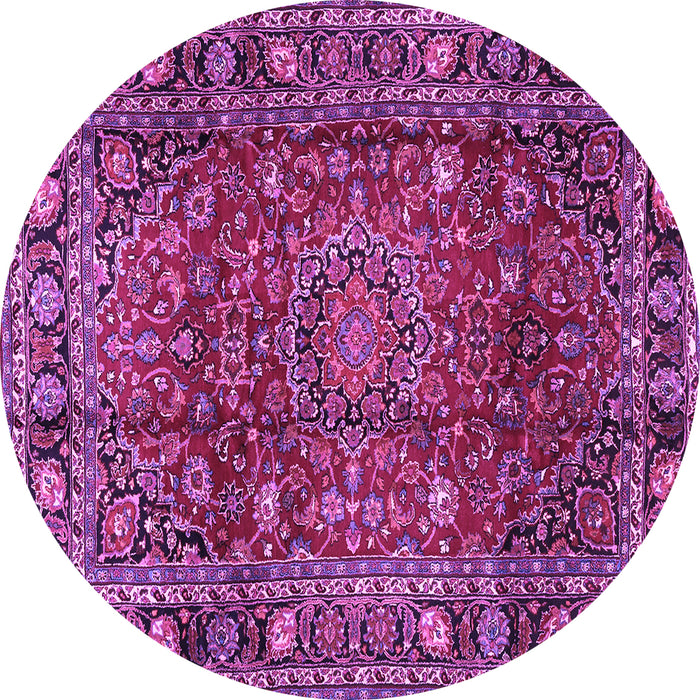 Round Machine Washable Persian Purple Traditional Area Rugs, wshtr2840pur