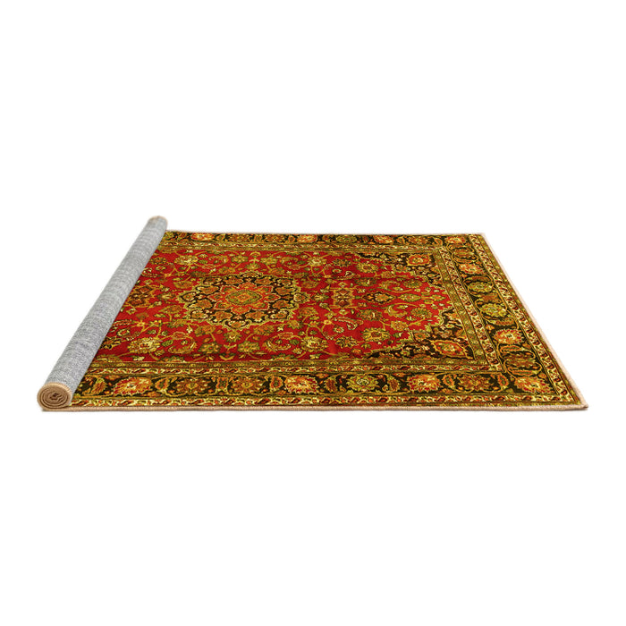 Sideview of Machine Washable Persian Yellow Traditional Rug, wshtr2840yw