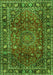 Serging Thickness of Machine Washable Persian Green Traditional Area Rugs, wshtr2840grn