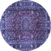 Round Machine Washable Persian Blue Traditional Rug, wshtr2840blu